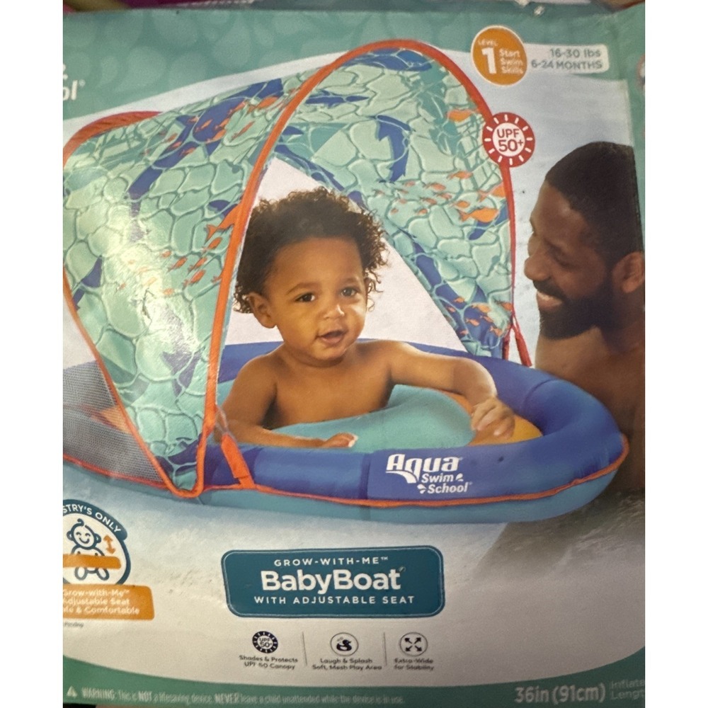 Aqua Swim School Grow With Me Baby Boat With Adjustable Seat Open Box Level 1